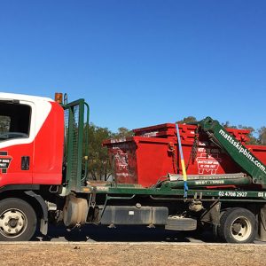 Truck loaded with bins for delivery in Glenmore Park