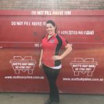 One of our lovely office ladies, Alisha infront of a 10 cubic metre bin