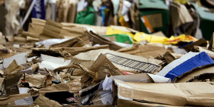 Piles of cardboard ready for recycling 