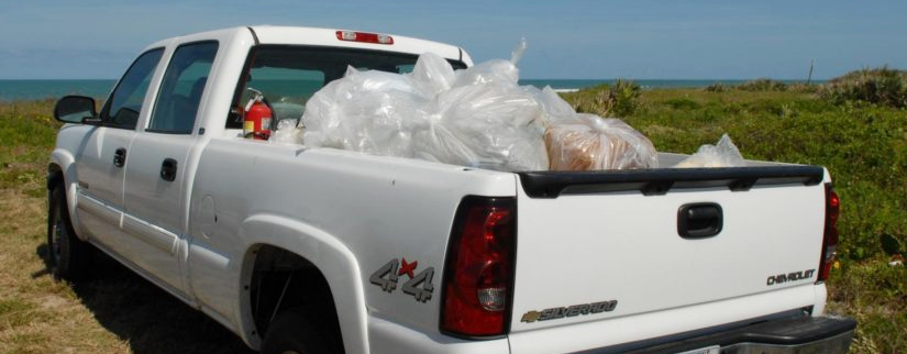 Loaded pick up truck