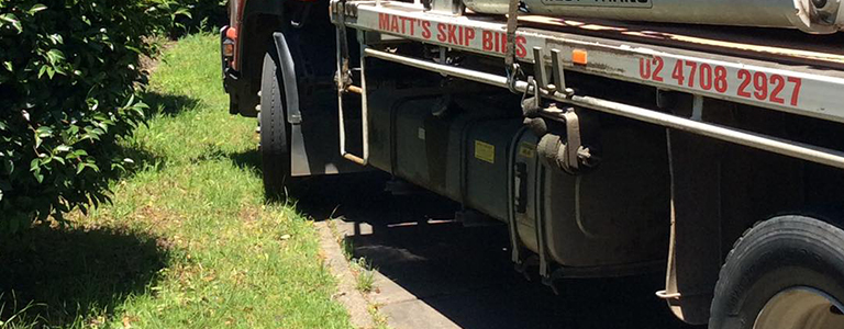 skip bin on lawn