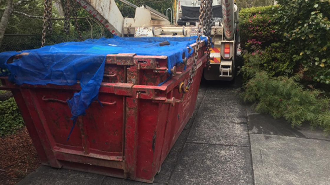 skip bin with a door