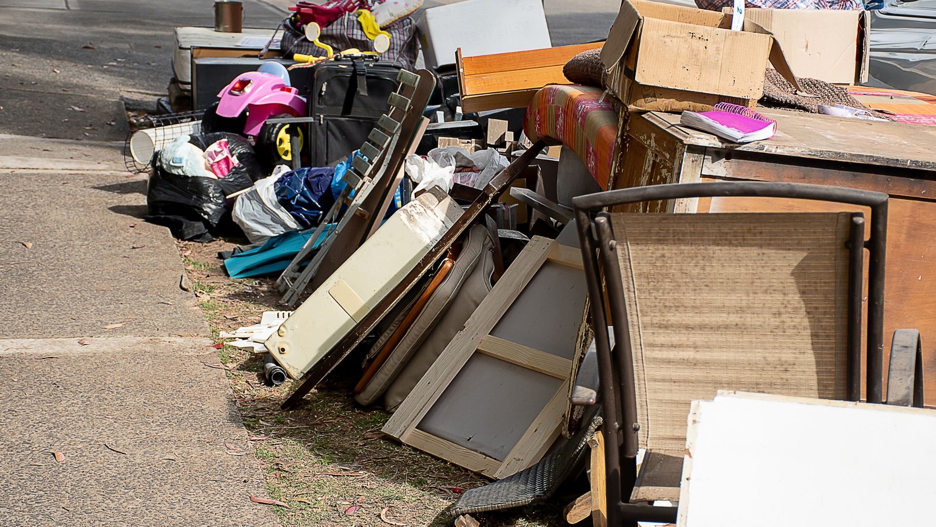 council collection of rubbish on the kerb